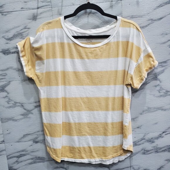 Maurices Tops - Maurices 24 7 Top Women Size XL Yellow White Stripe Soft Casual Comfort Tee